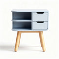 Blue wooden nightstand with two drawers and open shelf 60 x 40 x 50cm