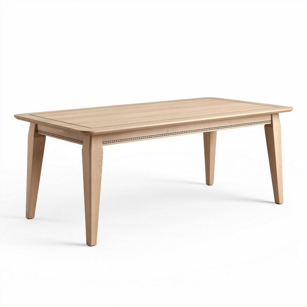 Solid wood dining table in natural finish 180 x 90 x 75cm for home use