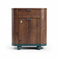 Wooden bedside table with storage drawer and cabinet on wheels 50 x 40 x 60cm