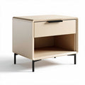 Modern nightstand with drawer and open shelf in beige 40 x 40 x 45cm