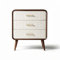 Fabric drawer nightstand with wooden frame and three storage drawers 45 x 40 x 60cm