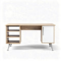 Modern wooden desk with storage shelves and white cabinet 150 x 60 x 75cm