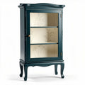 Glass display cabinet with engraved doors in dark green 80 x 40 x 120cm