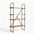 Modern industrial bookshelf with wooden shelves and metal frame 120 x 40 x 180cm