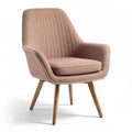 Upholstered accent chair in blush fabric with wooden legs 65 x 65 x 85cm