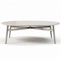 Oval coffee table with metal legs and marble top 80 x 80 x 35cm
