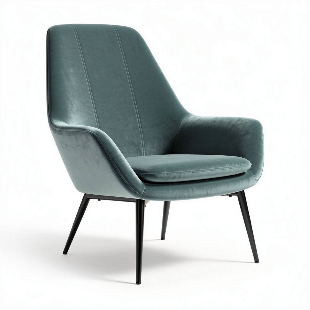 Velvet accent chair with black metal legs in teal 75 x 80 x 90cm