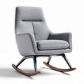 Rocking chair in grey fabric with metal frame and wood rockers 80 x 70 x 100cm