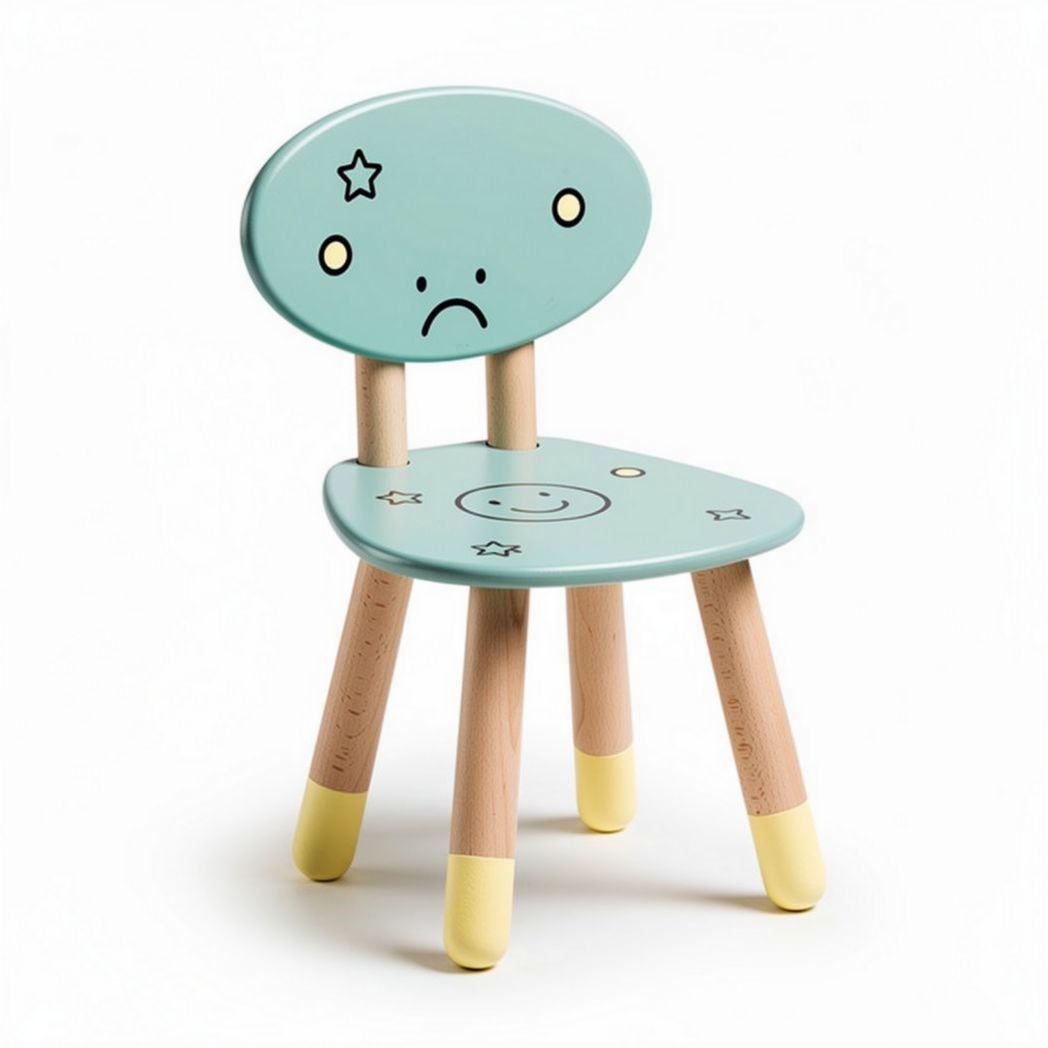 Kids' decorative chair made of wood with turquoise finish and playful design 40 x 30 x 60cm